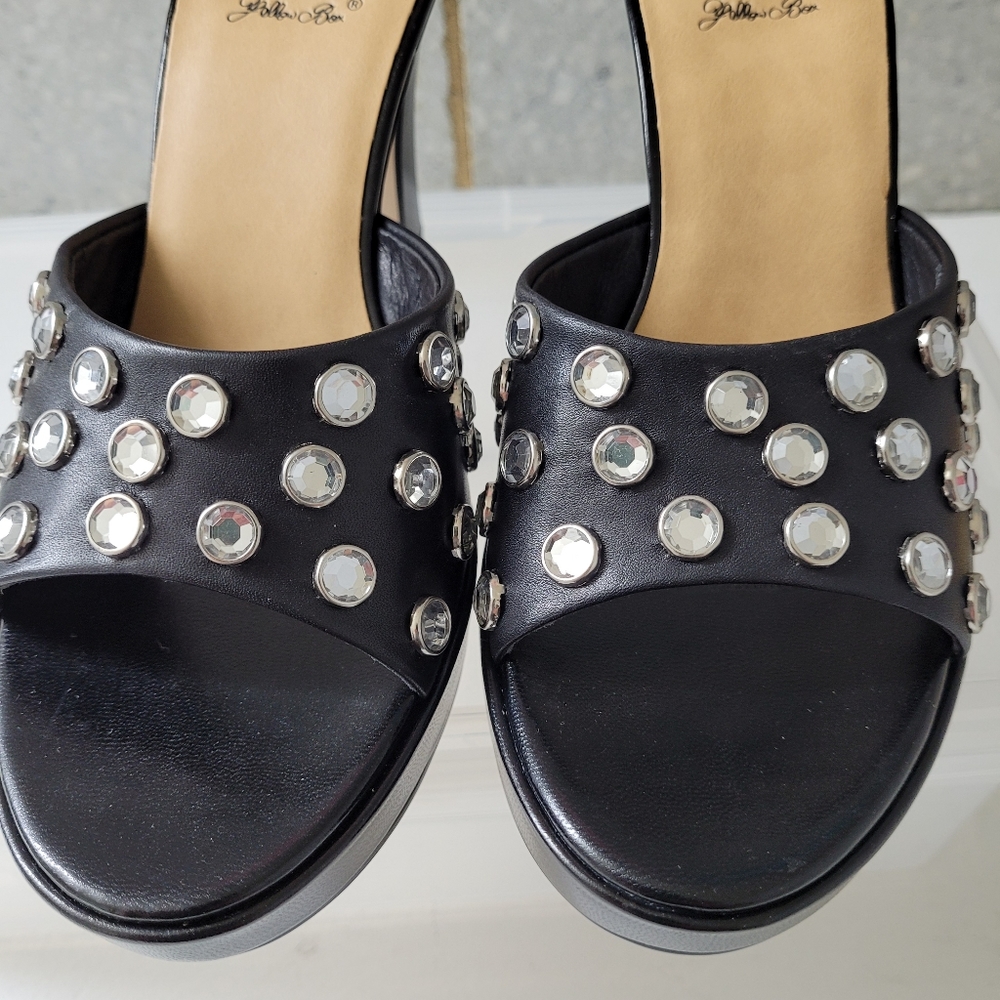 Black rhinestone mules, size 7 by Yellow Box